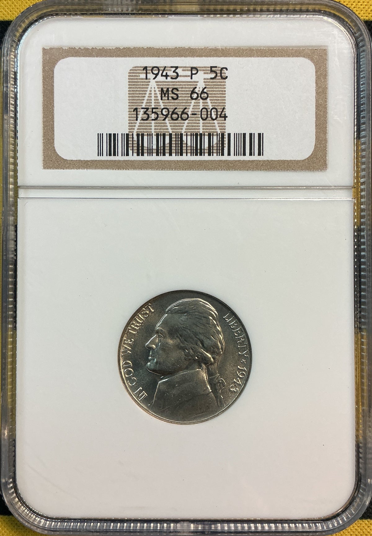 1943-P Jefferson Silver War Nickel, NGC MS-66, Store# NL1504