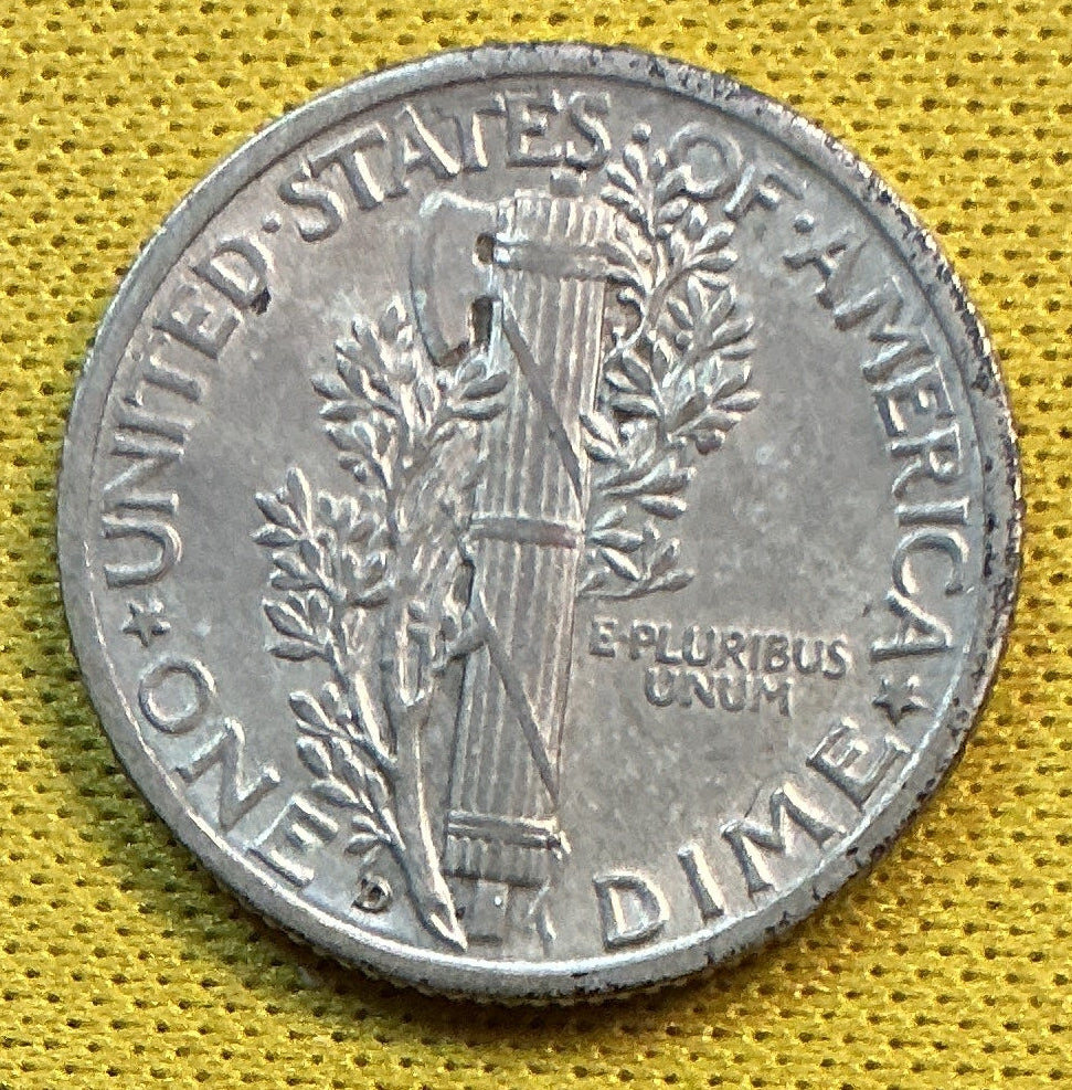 1936-D Mercury Dime, Mint State Uncirculated Coin, Store #DE1227