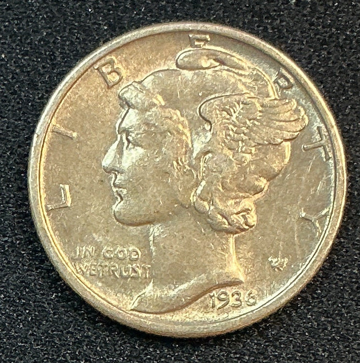 1936 Mercury Dime, About Uncirculated Coin, Store #DE1224