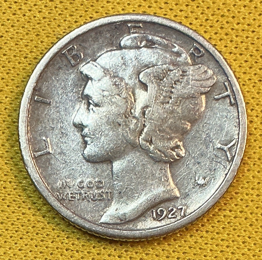 1927 Mercury Dime, Very Fine Circulated Coin, Store #DE1173