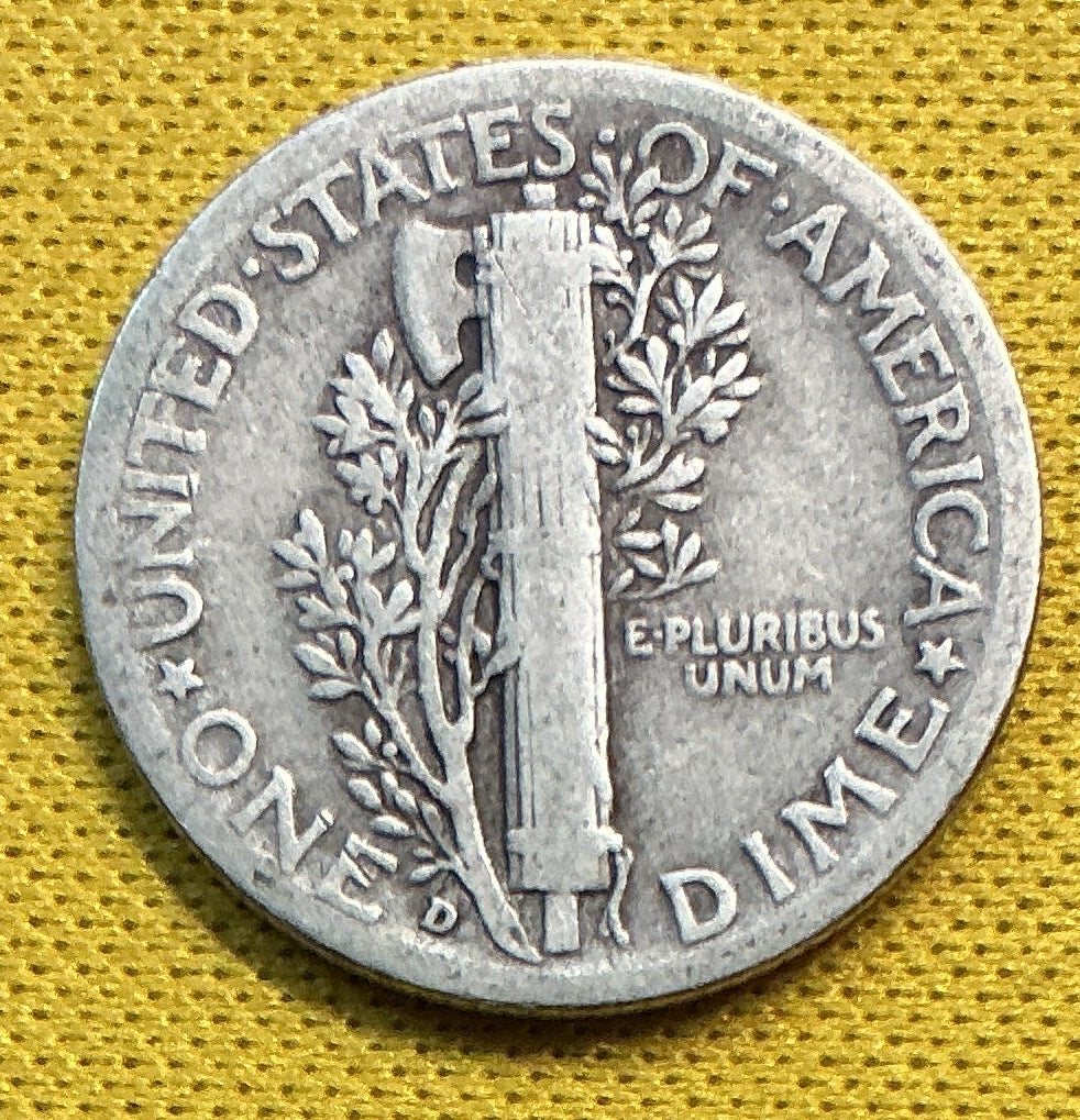 1936-D Mercury Dime, Very Good Circulated Coin, Store #DE1229