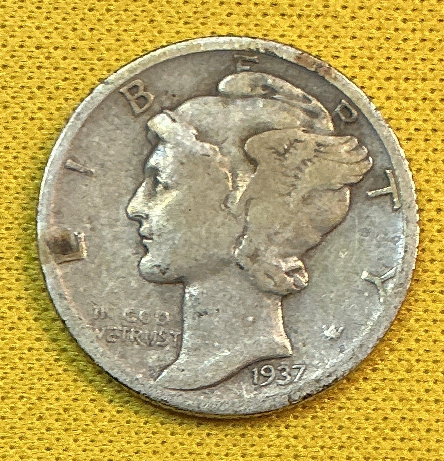 1937-D Mercury Dime, About Good Circulated Coin, Store #DE1250