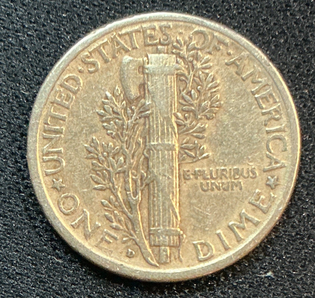 1929-S Mercury Dime, Fine+ Circulated Coin, Store #DE1199