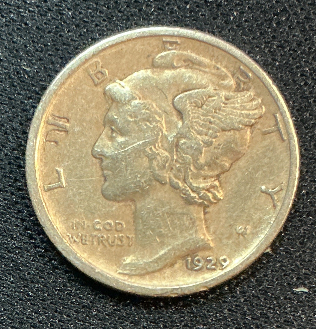 1929-S Mercury Dime, Fine+ Circulated Coin, Store #DE1199
