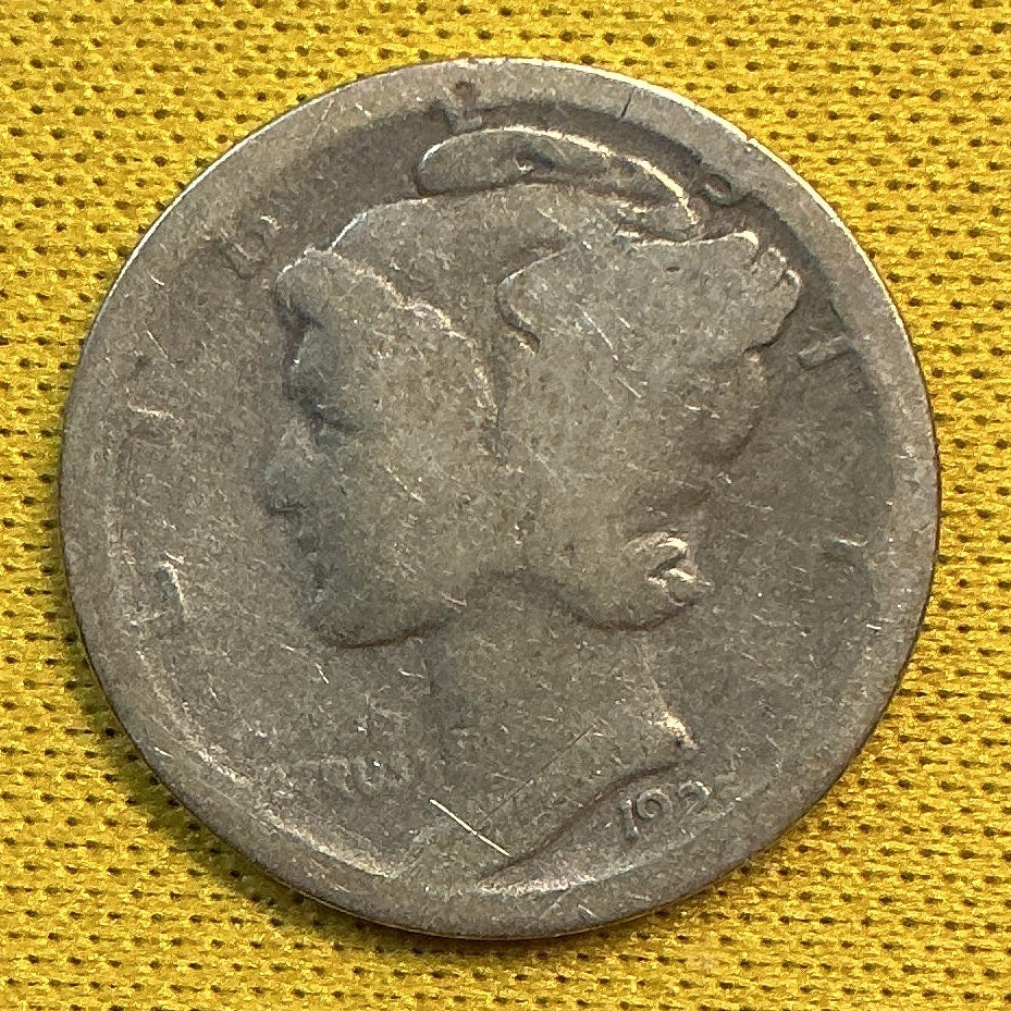 1925-S Mercury Dime, Very Good Circulated Coin, Store #DE1149