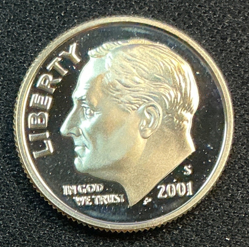 2001-S Roosevelt Silver Dime, Proof Mint State Uncirculated Coin, Store #DE0822