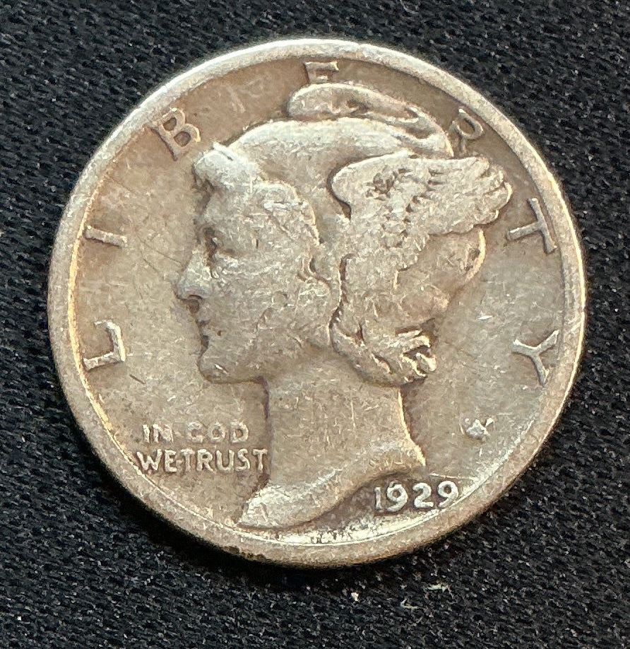 1929-S Mercury Dime, About Good Circulated Coin, Store #DE1195