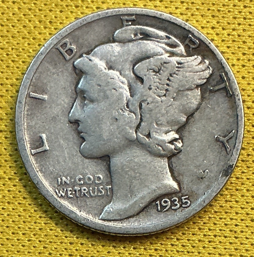1935 Mercury Dime, Good+ Circulated Coin, Store #DE1208