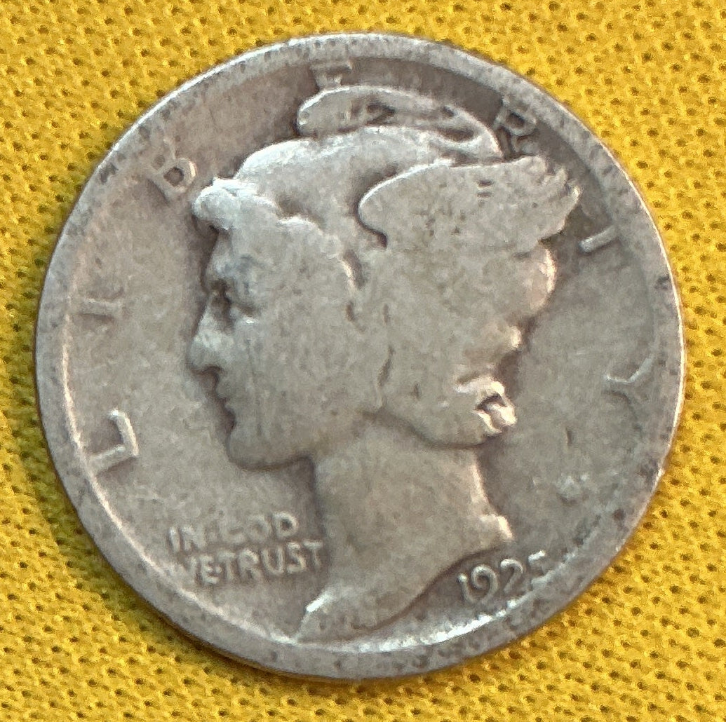 1925-D Mercury Dime, Good+ Circulated Coin, Store #DE1144