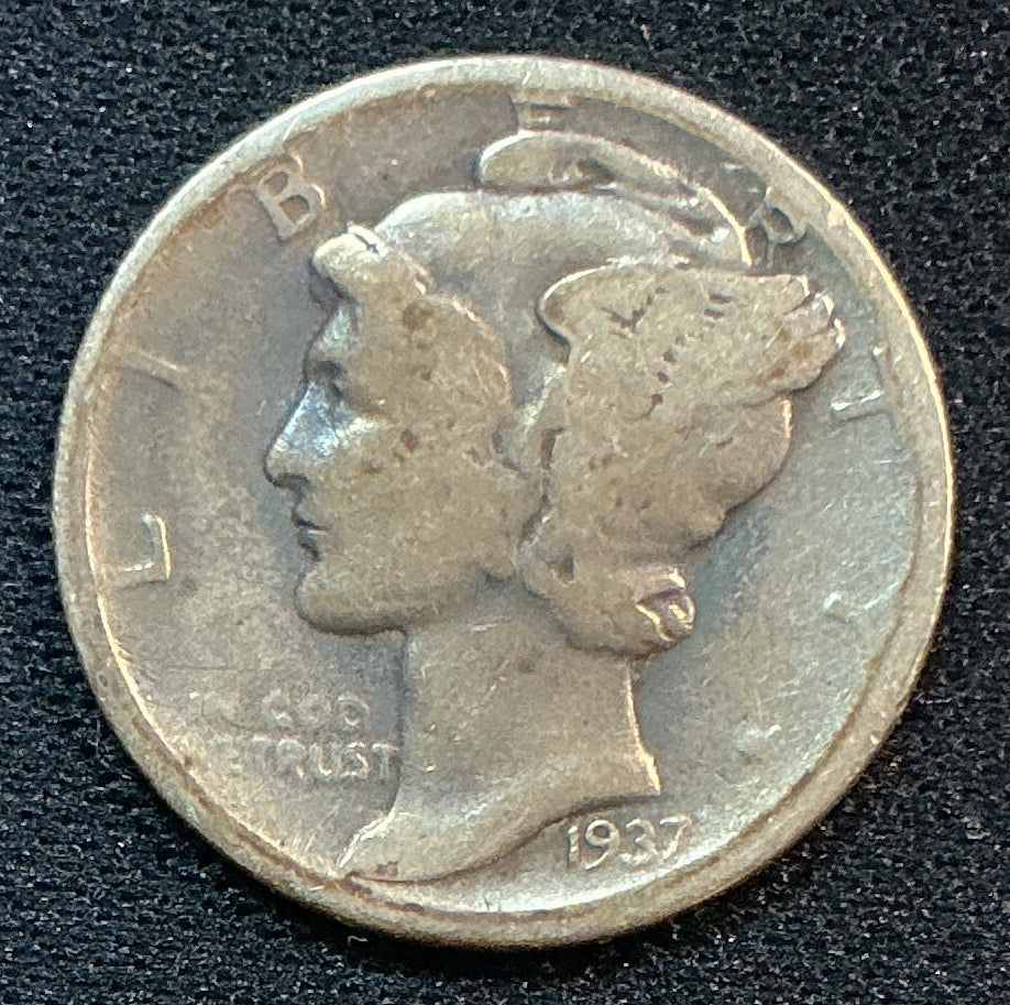 1937 Mercury Dime, Good Circulated Coin, Store #DE1242