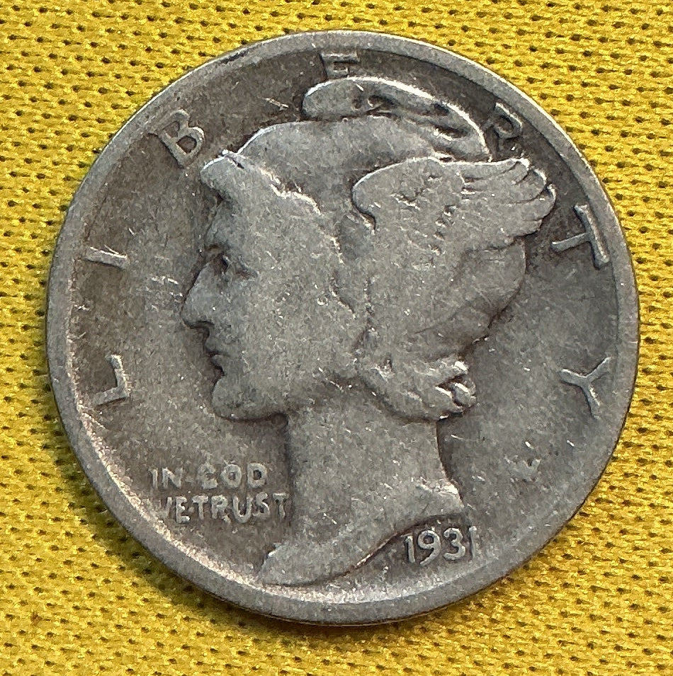 1931-D Mercury Dime, About Good Circulated Coin, Store #DE1203