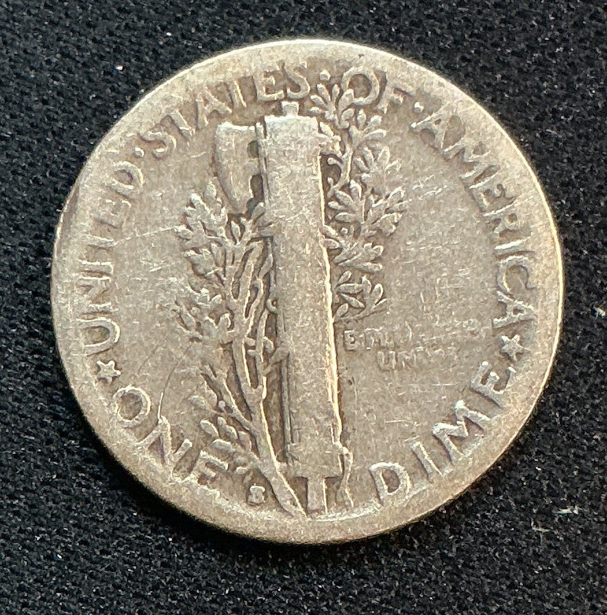 1929-S Mercury Dime, About Good Circulated Coin, Store #DE1195