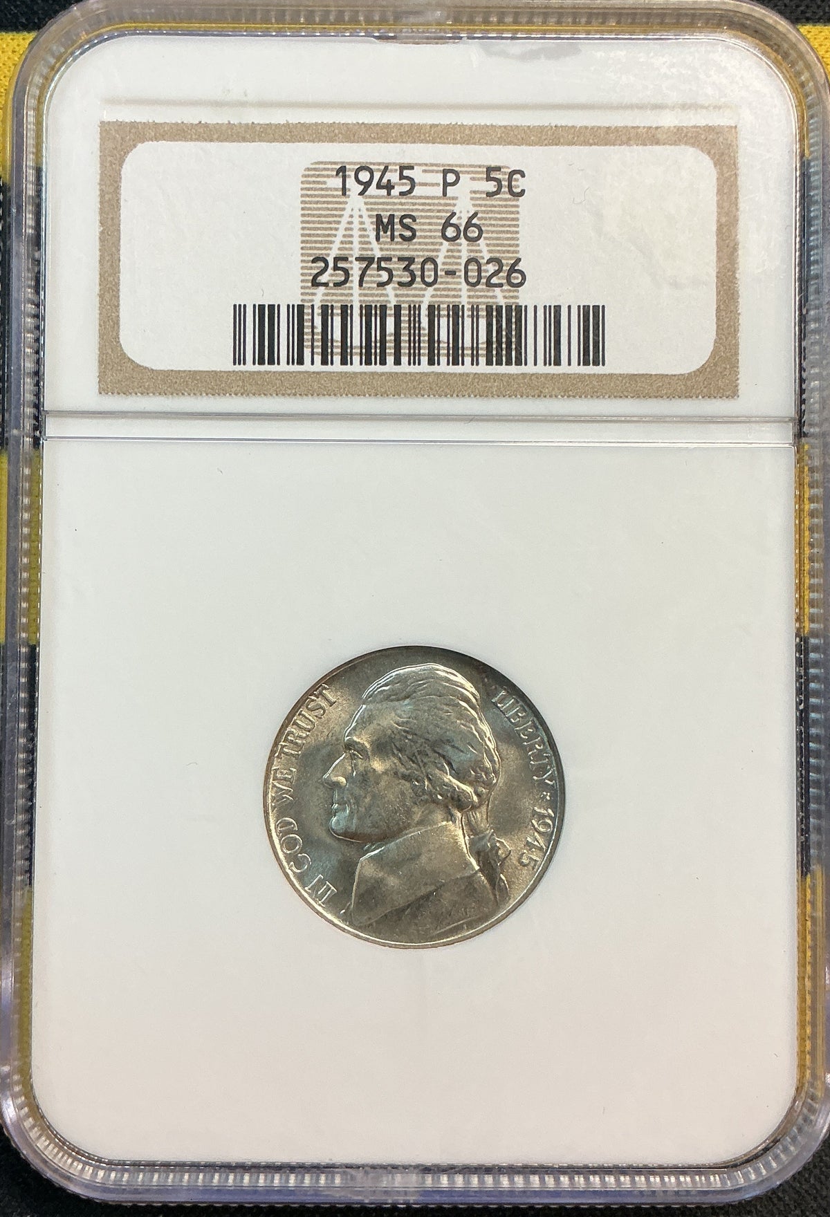 1945-P Jefferson Silver War Nickel, NGC MS-66, Store# NL1516
