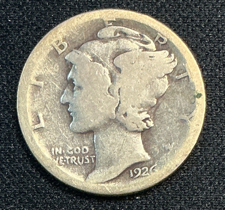 1926-S Mercury Dime, About Good Circulated Coin, Store #DE1170