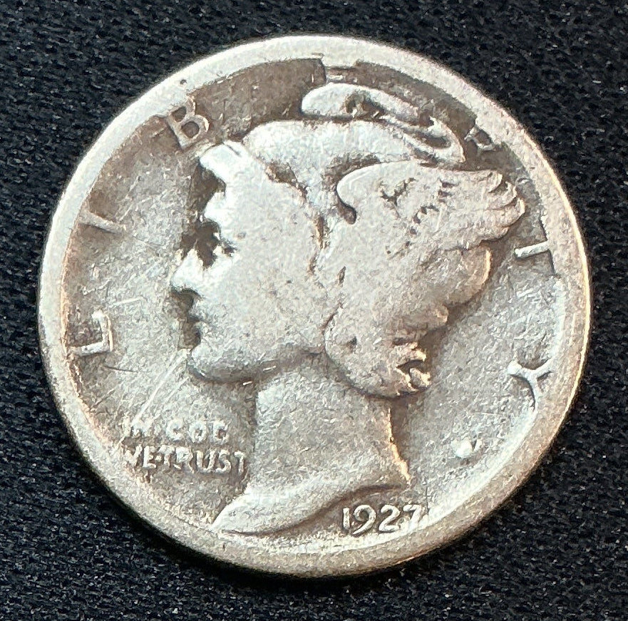 1927-S Mercury Dime, About Good Circulated Coin, Store #DE1177
