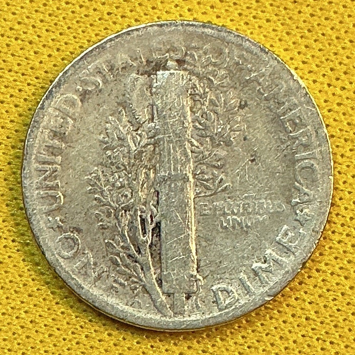 1925-D Mercury Dime, Fine+ Circulated Coin, Store #DE1142