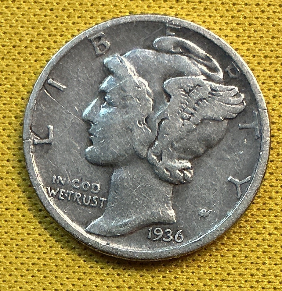 1936-D Mercury Dime, Extra Fine Circulated Coin, Store #DE1228