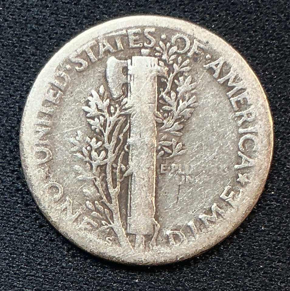1927-S Mercury Dime, About Good Circulated Coin, Store #DE1177