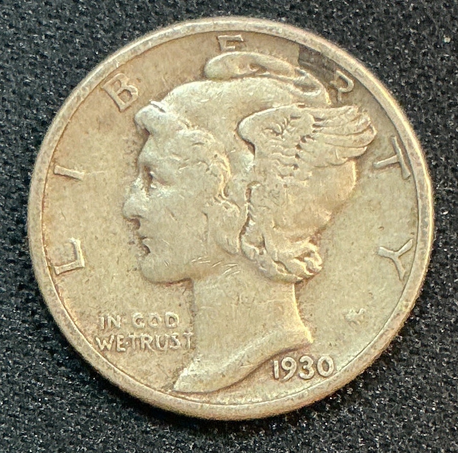 1930 Mercury Dime, Very Fine Circulated Coin, Store #DE1201