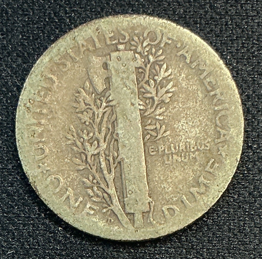 1925-D Mercury Dime, Very Good Circulated Coin, Store #DE1146