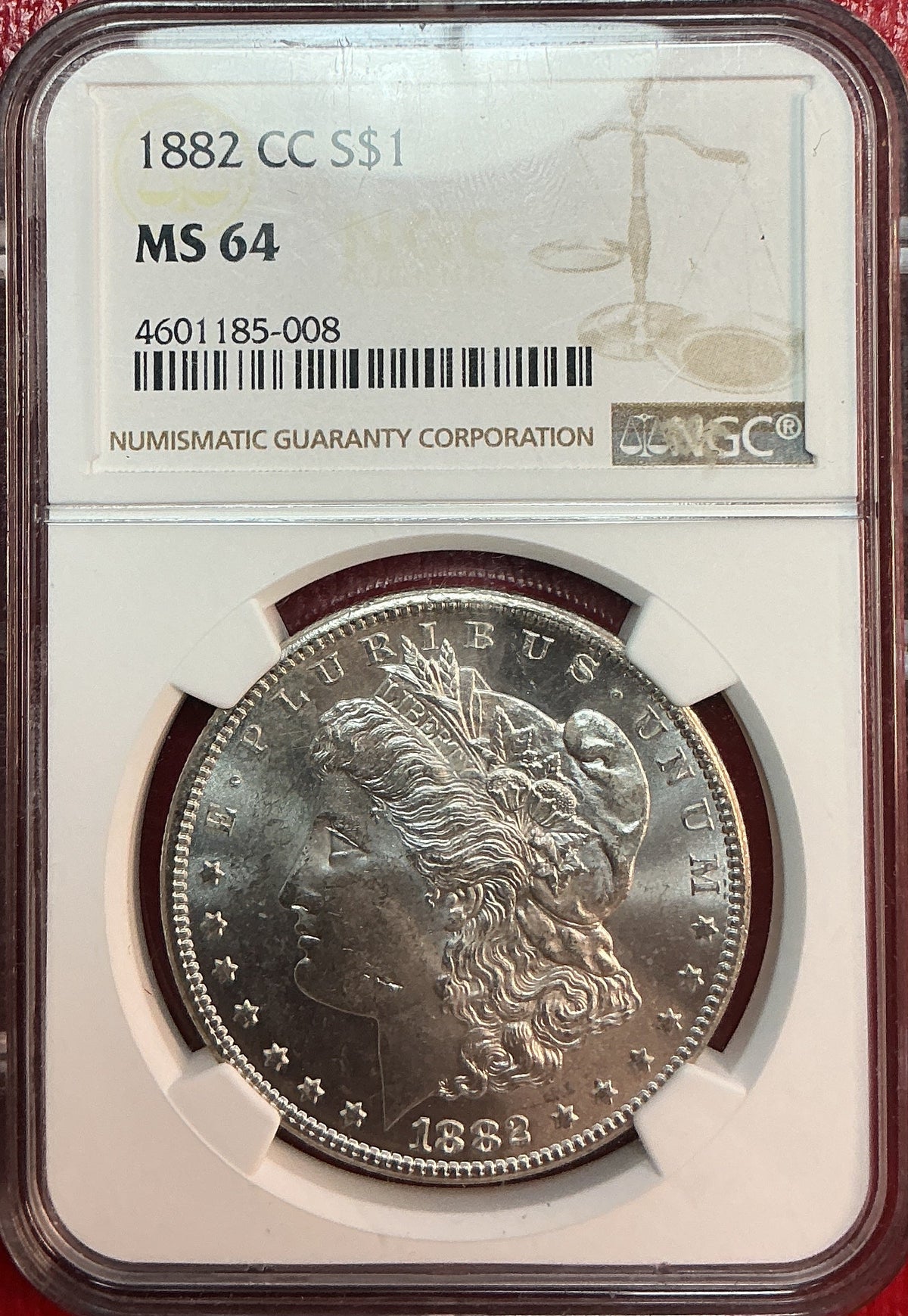 1882-CC Morgan Silver Dollar, NGC MS64, Uncirculated, Store#DR0572