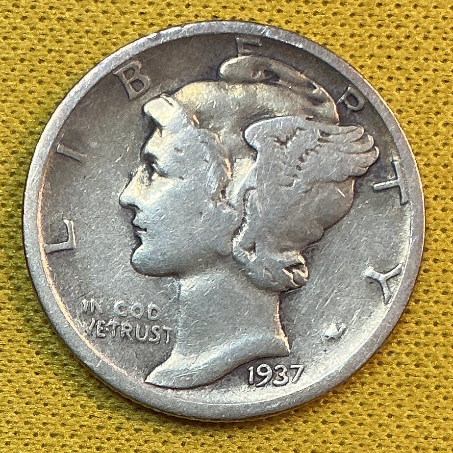 1937-D Mercury Dime, About Good Circulated Coin, Store #DE1249