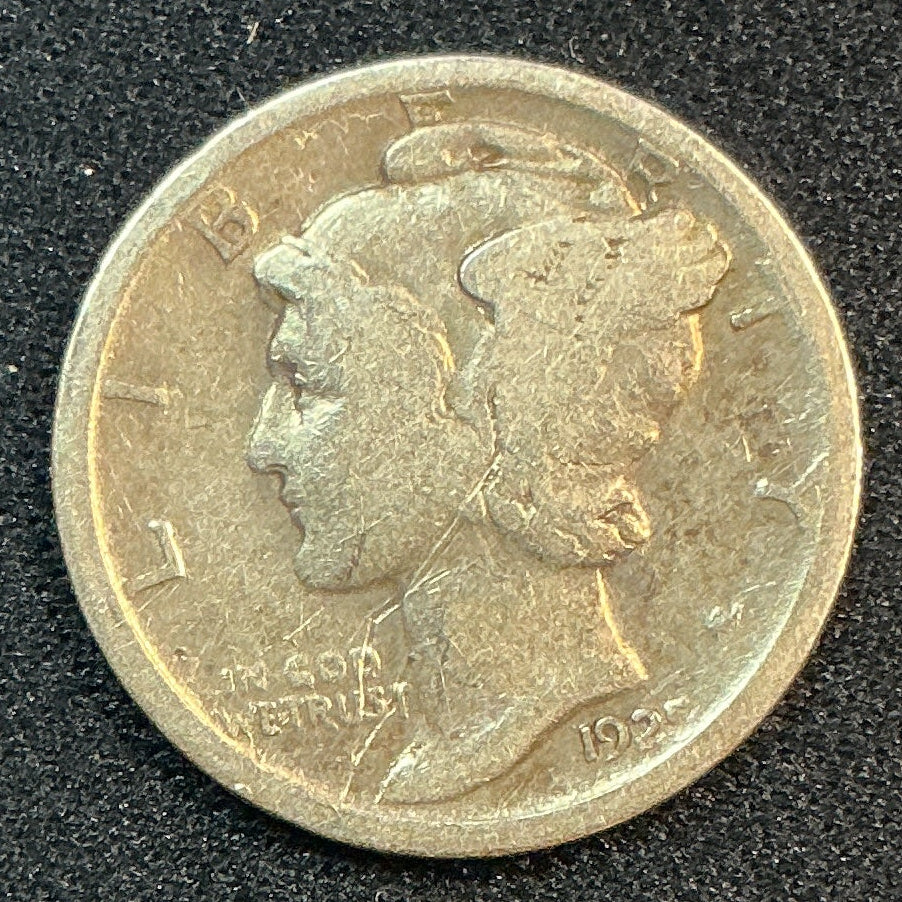 1925-D Mercury Dime, Very Good Circulated Coin, Store #DE1145