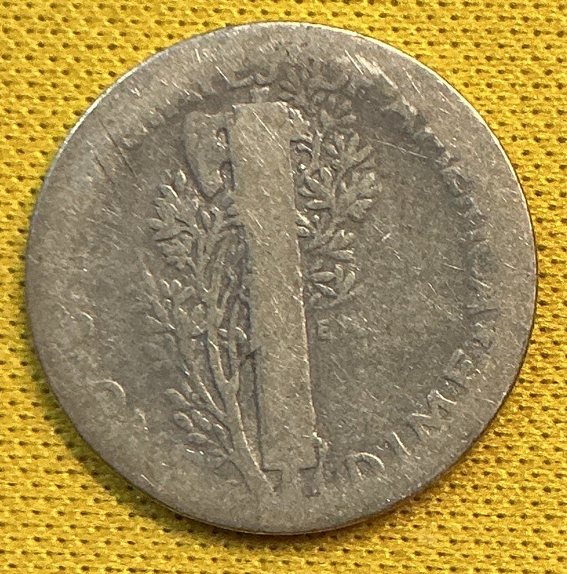 1925-S Mercury Dime, Very Good Circulated Coin, Store #DE1149
