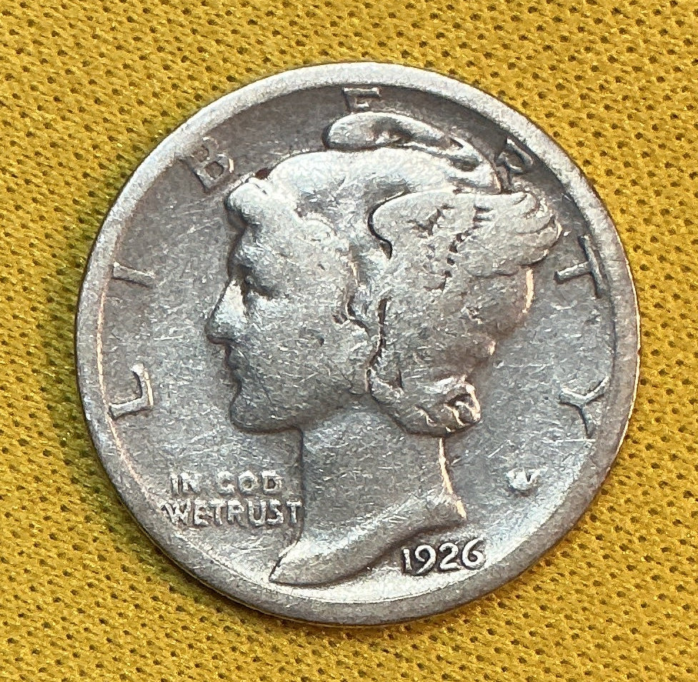 1926-S Mercury Dime, Very Good Circulated Coin, Store #DE1165