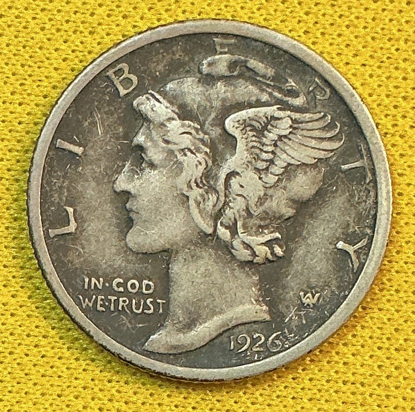 1926 Mercury Dime, Extra Fine Circulated Coin, Store #DE1155