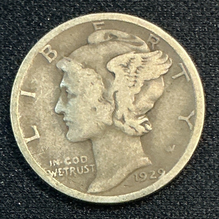 1929-D Mercury Dime, Good Circulated Coin, Store #DE1191