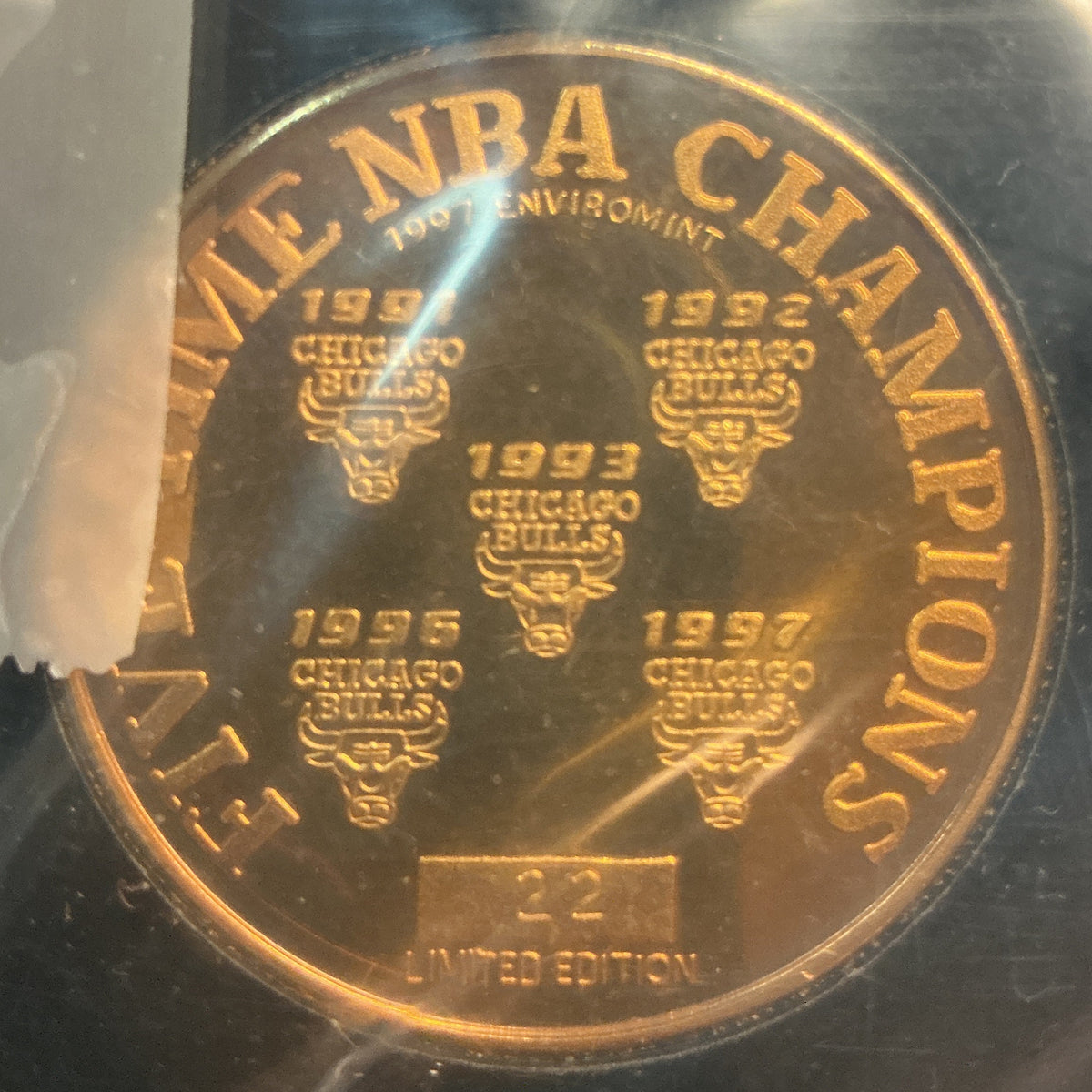 Chicago Bulls 1997 NBA Champions Proof Set! Two 1 Oz .999 Silver, one Bronze! Store# NBA022