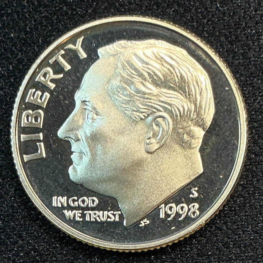 1998-S Roosevelt Silver Dime, Proof Mint State Uncirculated Coin, Store #DE0816