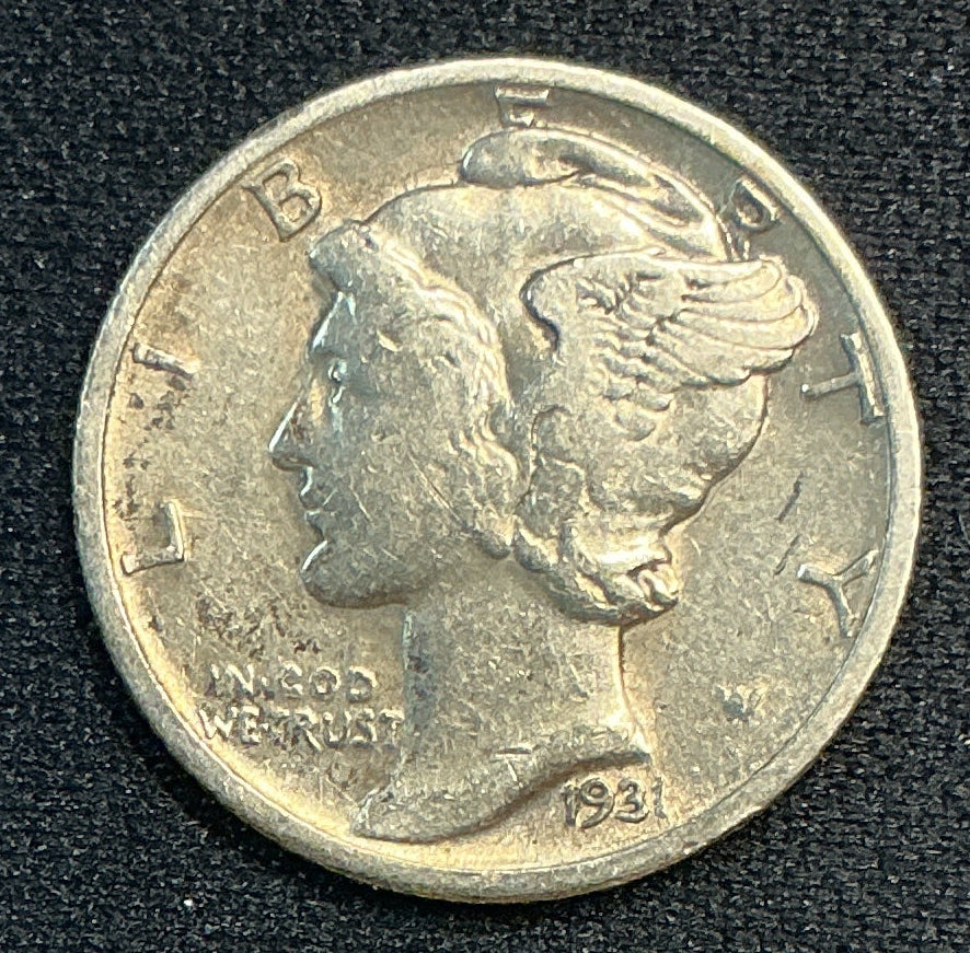 1931-D Mercury Dime, Very Fine Circulated Coin, Store #DE1204