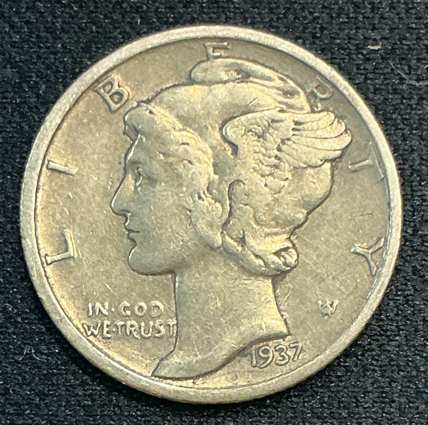 1937-D Mercury Dime, Extra Fine Circulated Coin, Store #DE1254