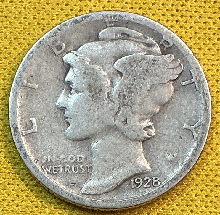 1928-S Mercury Dime, Good Circulated Coin, Store #DE1184