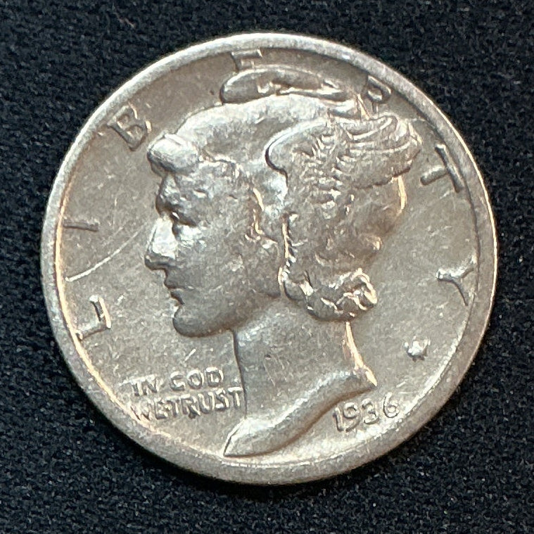 1936-S Mercury Dime, Good Circulated Coin, Store #DE1237