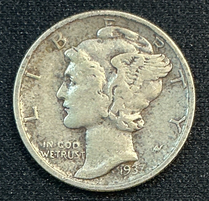 1937-D Mercury Dime, Very Fine Circulated Coin, Store #DE1252