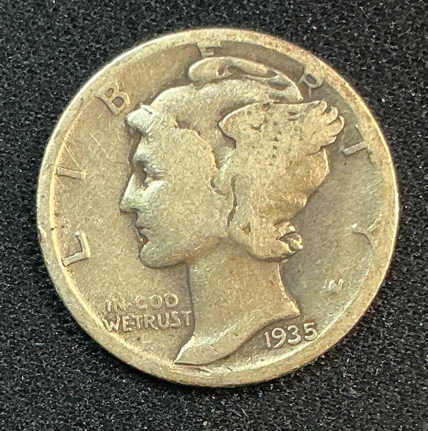 1935-S Mercury Dime, About Good Circulated Coin, Store #DE1215