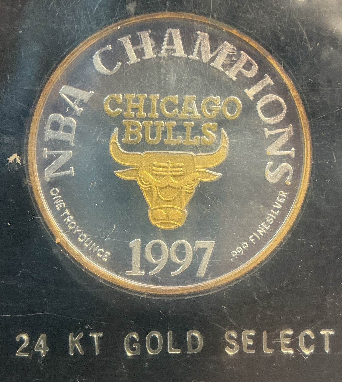 Chicago Bulls 1997 NBA Champions Proof Set! Two 1 Oz .999 Silver, one Bronze! Store# NBA022
