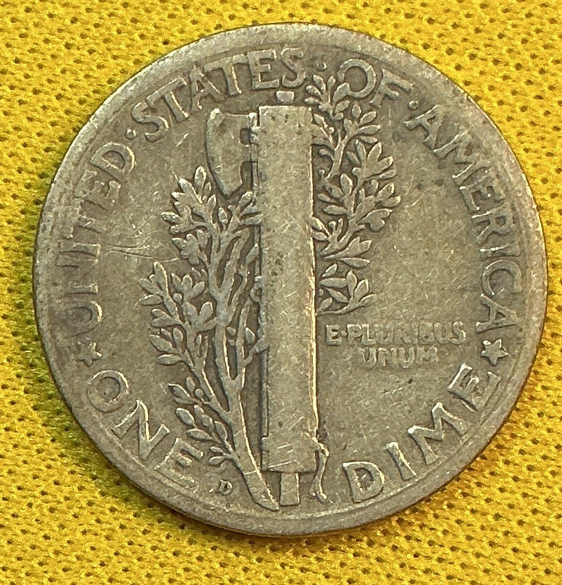 1925-D Mercury Dime, Fine+ Circulated Coin, Store #DE1140