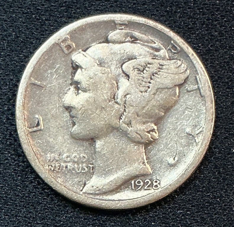 1928-S Mercury Dime, Good Circulated Coin, Store #DE1183