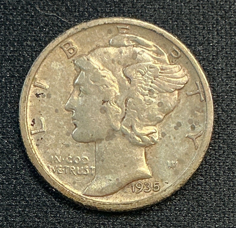 1935-S Mercury Dime, Very Fine Circulated Coin, Store #DE1217