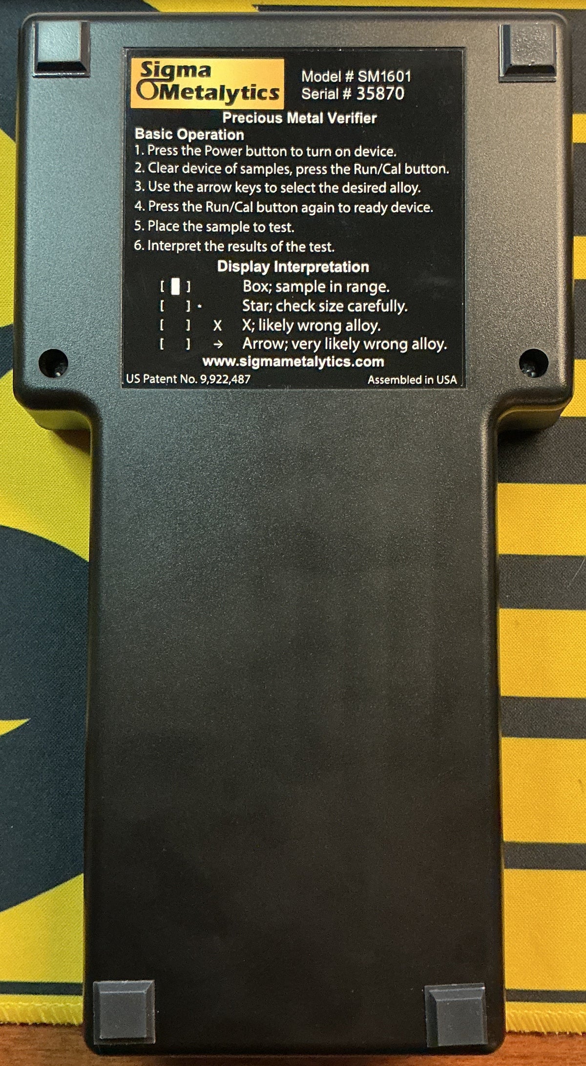 Sigma Metalytics PMV Original, Precious Metal Verifier. Store# SM1601