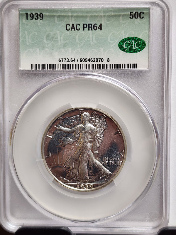 1939 Walking Liberty Silver Half Dollar, Proof Strike, CAC PF64, Store Sale #GHR092.