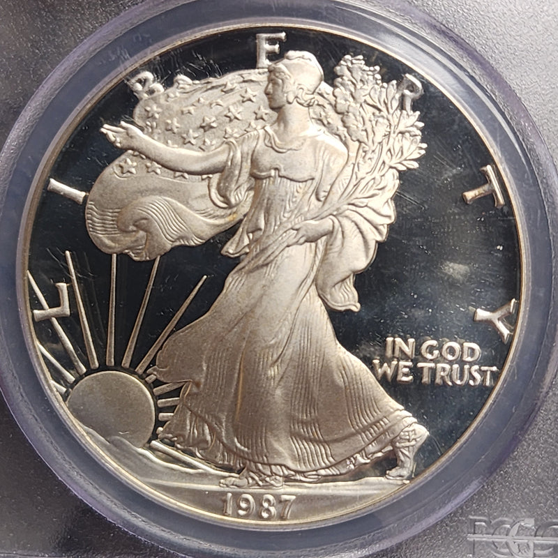 1987-S Proof American Silver Eagle,  Certified PCGS PF-70. Store