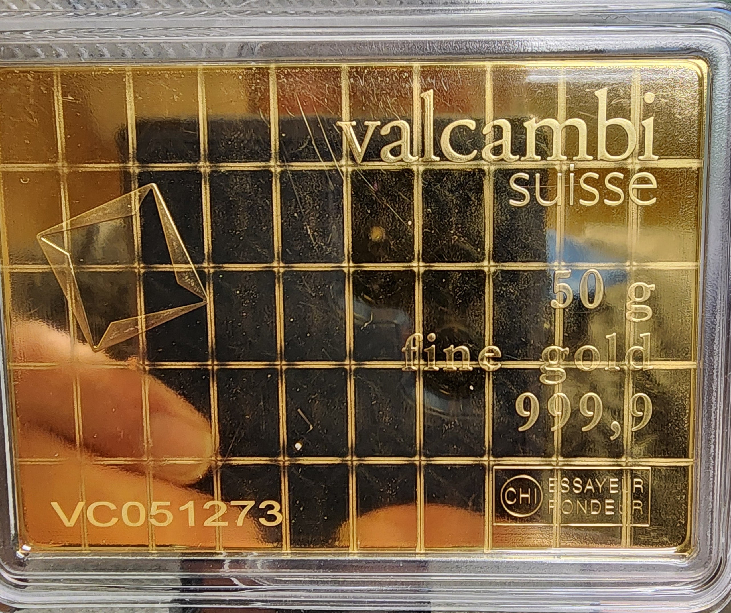 Valcambi, Suisse, CombiBar, 50 Grams .999 Gold bars, Store Sale#G0043.