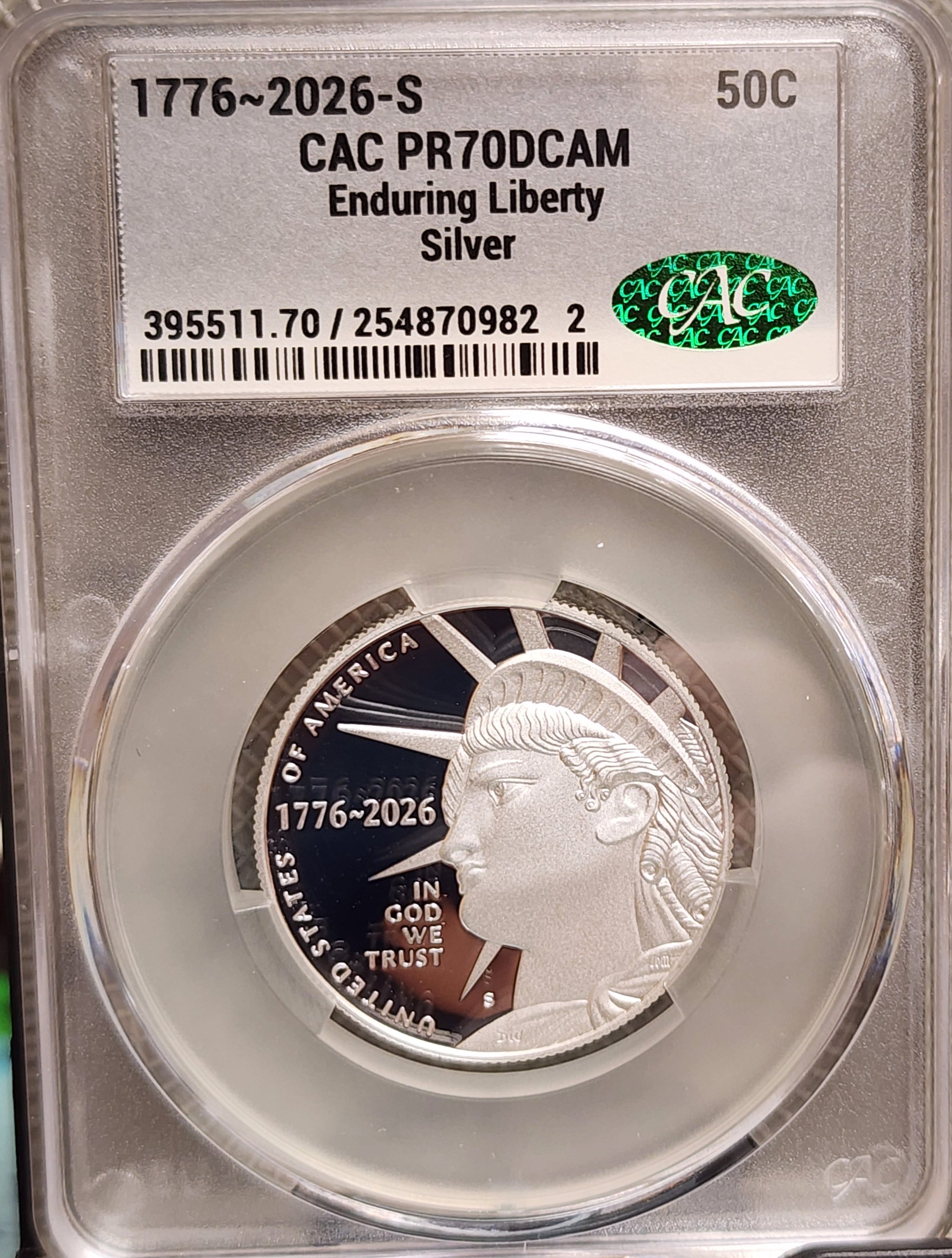 2026-S Enduring Liberty Silver Proof Half Dollar, CAC PR70, Store #HR2037.