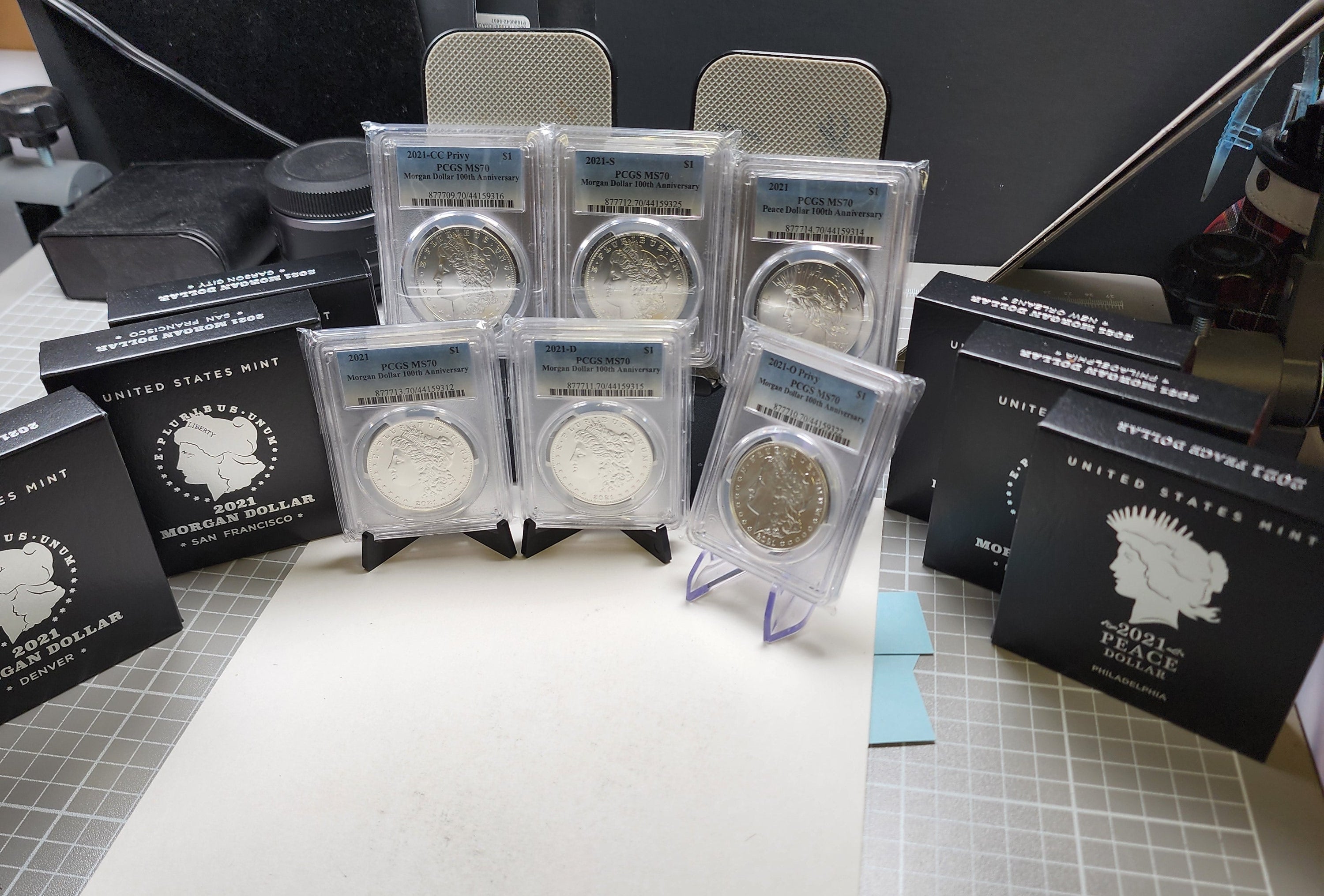 2021 Morgan and Peace 6 Coin Commemorative Set, PCGS MS 70, Store #GMC289
