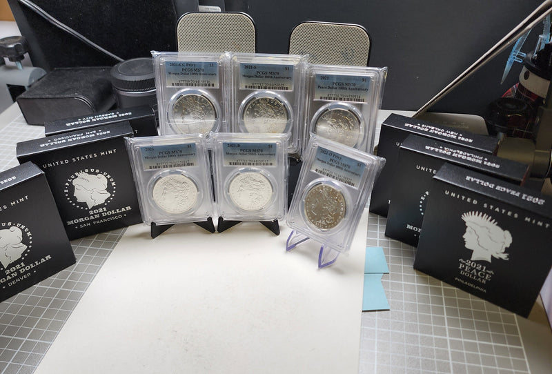 2021 Morgan and Peace 6 Coin Commemorative Set, PCGS MS 70, Store